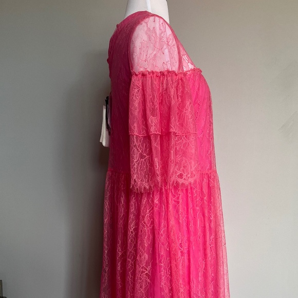 Be Blumarine Lace Pink Floral design Lined Cocktail Party Dress Fit Flare Small - Picture 16 of 16